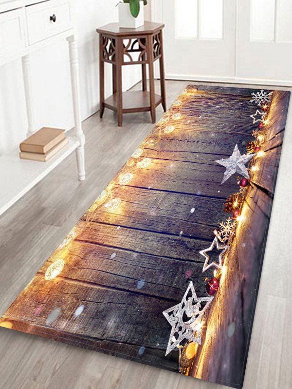 

Christmas Star Wooden Print Floor Rug, Multi-e