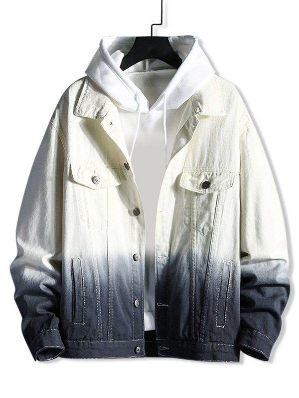 

Ombre Button Up Drop Shoulder Denim Jacket, Black