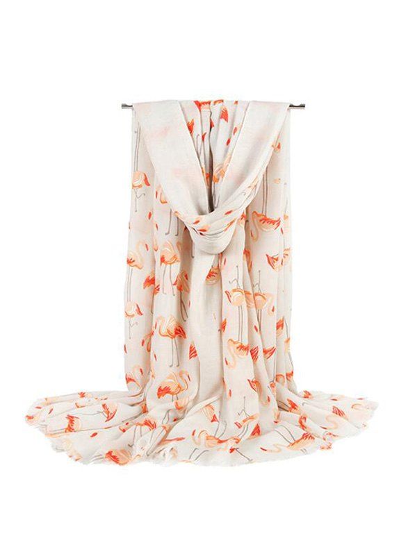 

Flamingo Printed Travel Beach Long Scarf, Beige