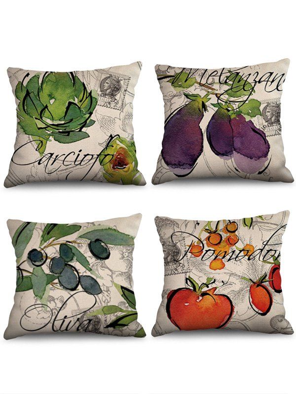 

4PCS Printed Linen Pillow Cover, Multi-j