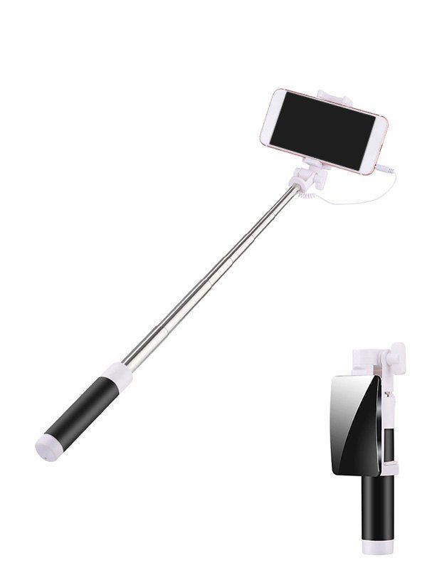 

Degree of 360 Rotating Folding Phone Photograph Shaft with Mirror, Black