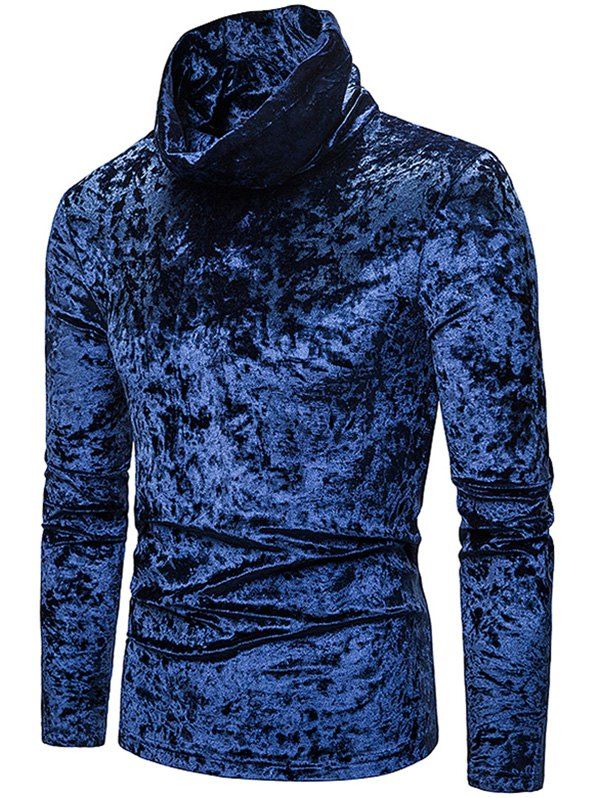 

Solid Color Velour Long Sleeve T-shirt, Cadetblue