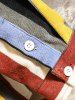Chemise Boutonnée Rayée Colorée en Velours Côtelé avec Poches - Multi-B 3XL