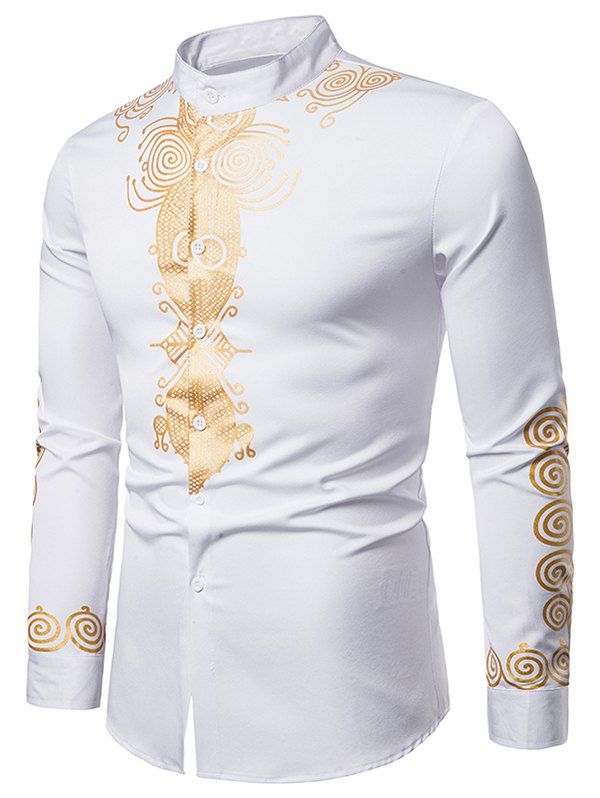 

Long Sleeve Gliding Totem Button Shirt, White
