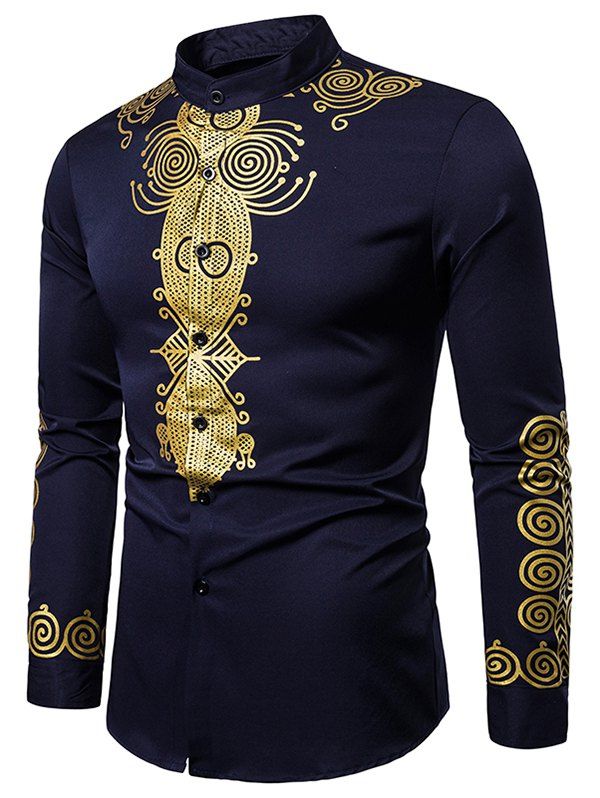 

Long Sleeve Gliding Totem Button Shirt, Cadetblue