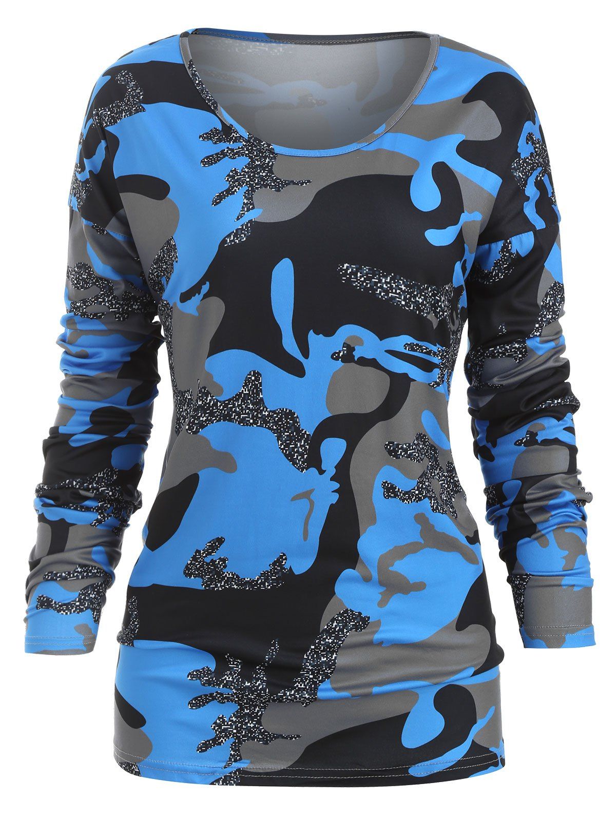 

Camo Drop Shoulder Loose Sweatshirt, Blue