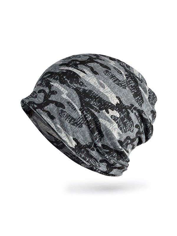 

Camouflage Pattern Elastic Double Use Scarf Hat, Gray