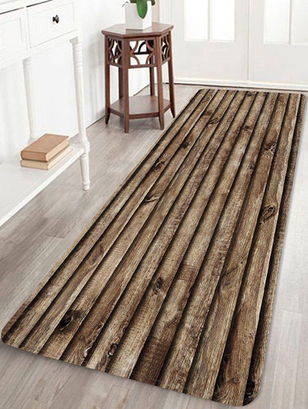 

Wood Board Pattern Water Absorption Area Rug, Multi