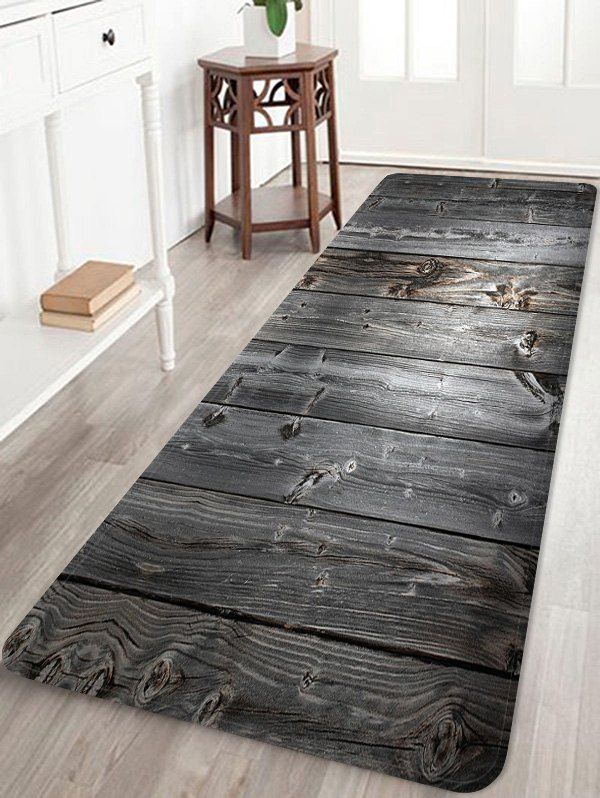 

Retro Wood Board Pattern Water Absorption Area Rug, Multi