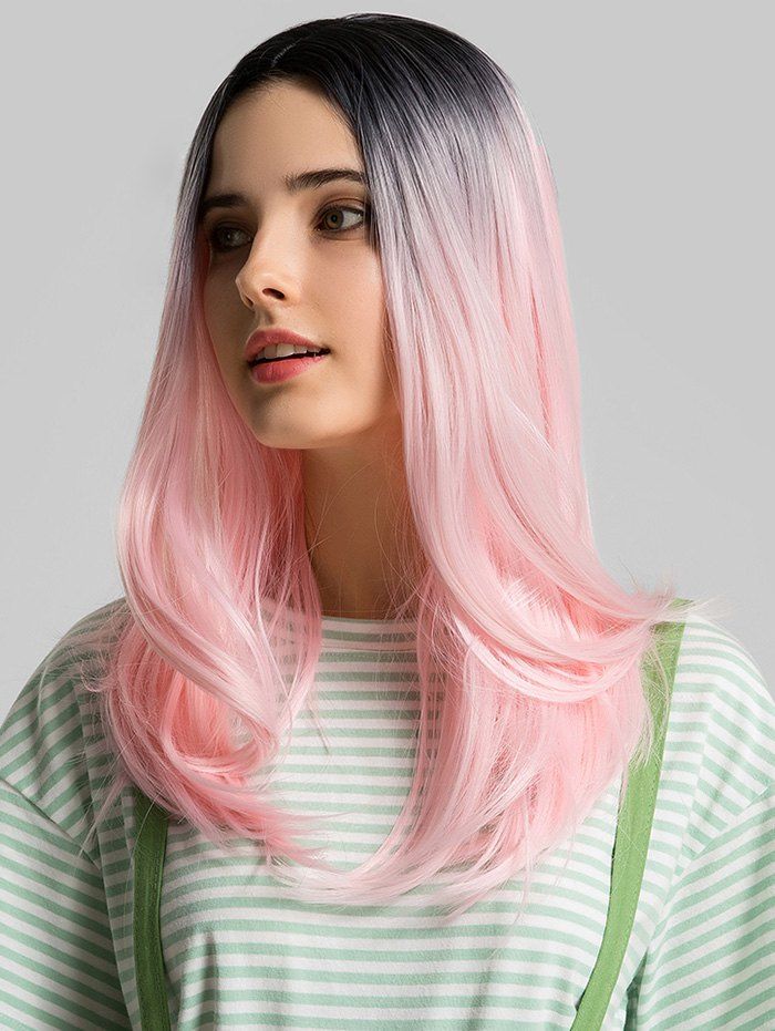

Ombre Long Center Part Straight Synthetic Cosplay Wig, Multi