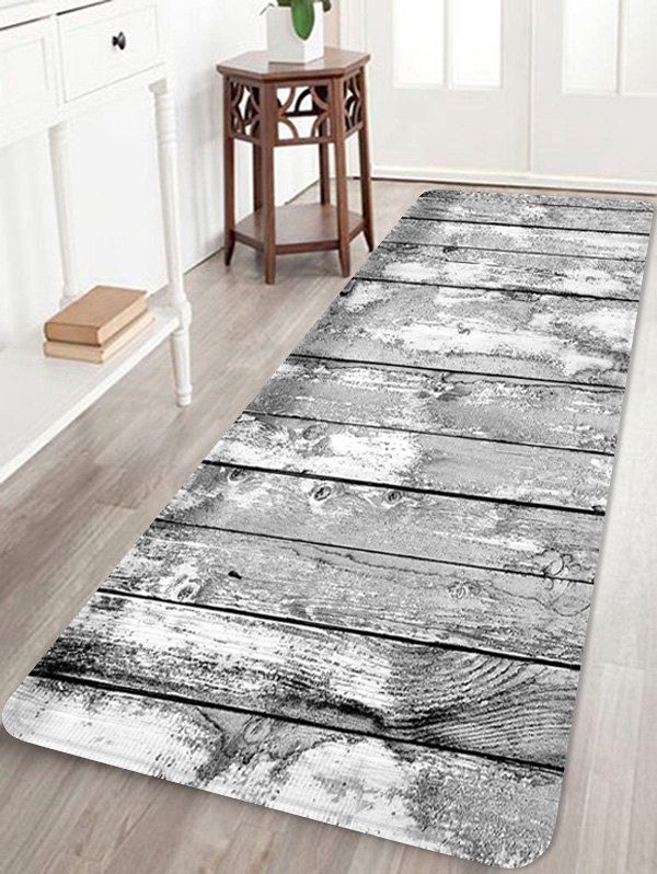 

Wooden Board Patterned Water Absorption Area Rug, Multi