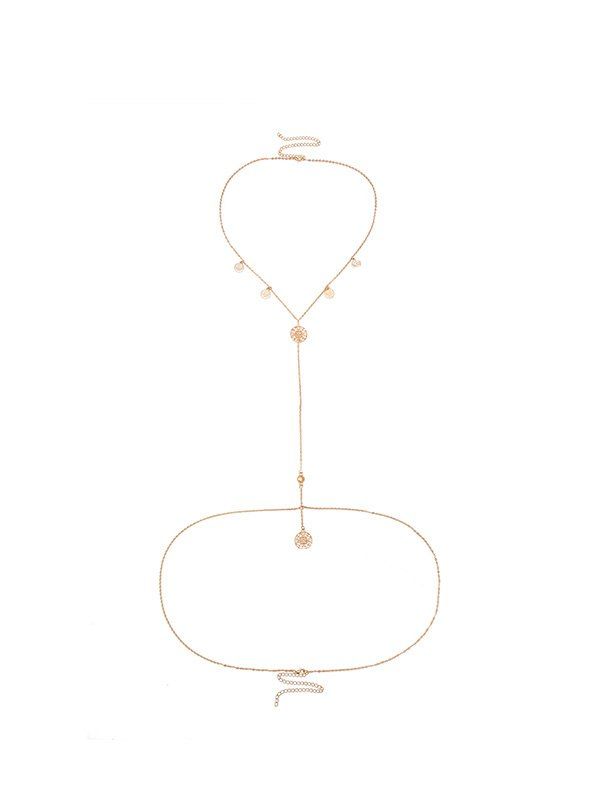 

Sexy Hollow Out Round Pendant Necklace Body Chain, Gold