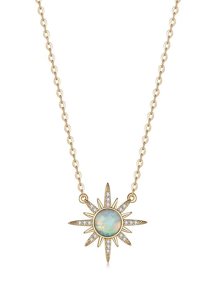 

Simple Zircon Pendant Necklace, Light cyan