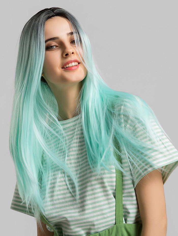 

Long Synthetic Straight Center Part Ombre Cosplay Wig, Multi