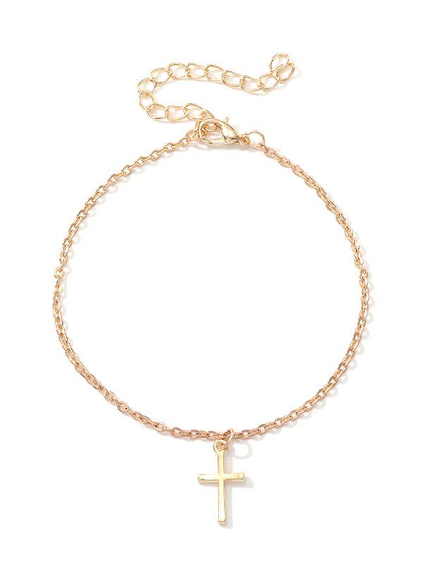 

Metal Simple Cross Pendant Anklet, Gold