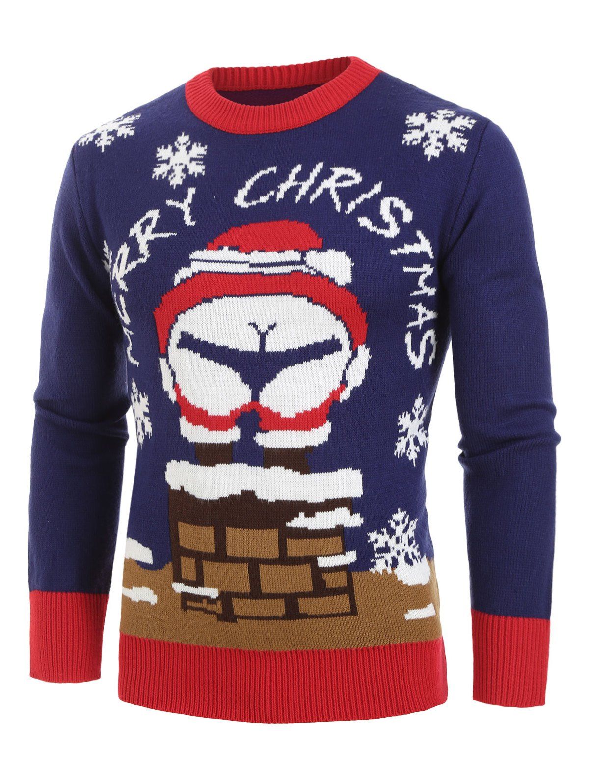 

Christmas Santa Claus Pattern Pullover Sweater, Navy blue