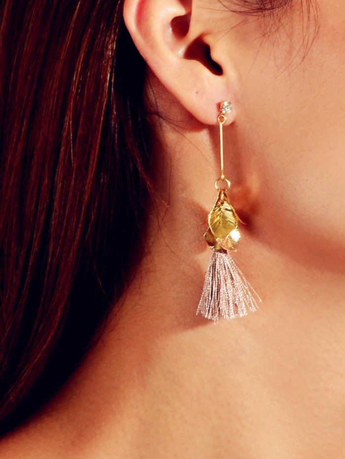 

Tassel Leaves Shape Dangle Earrings, Gold