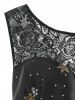 Plus Size Christmas Vintage Cat Snowflake Print Party Dress -  