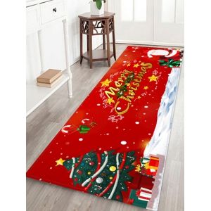 

Merry Christmas Tree Santa Claus Print Floor Rug, Multi a