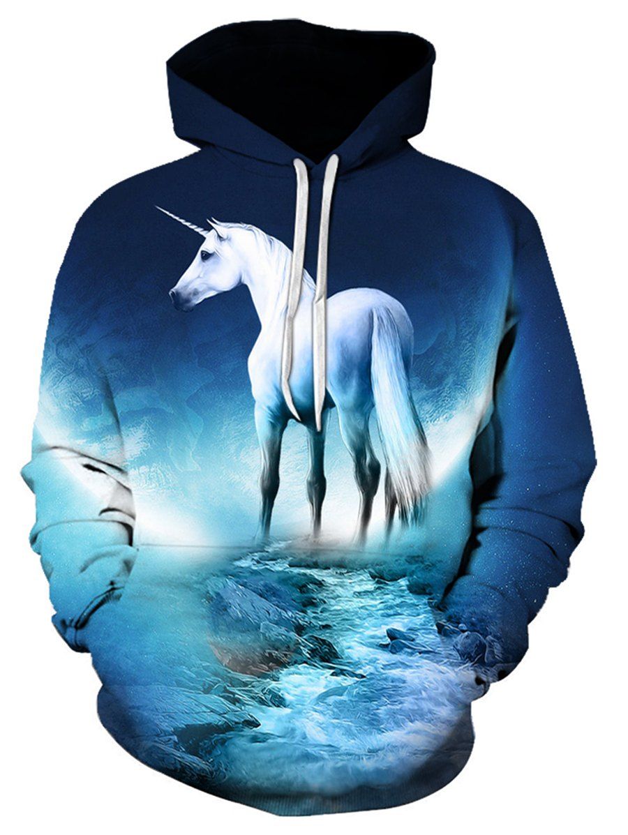 

Unicorn Pattern Casual Hoodie, Multi