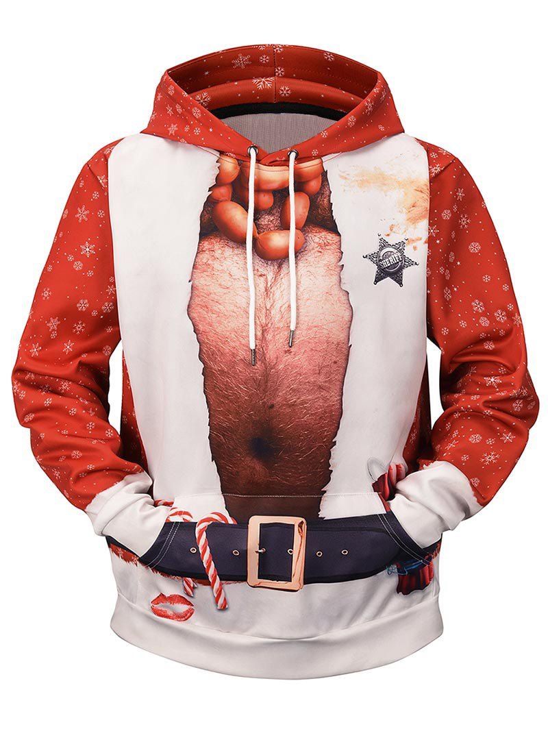 

Snowflake Print Christmas Hoodie, Red