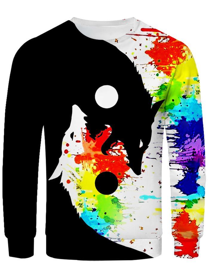 

Wolf Painting Print Sweatshirt, Multi