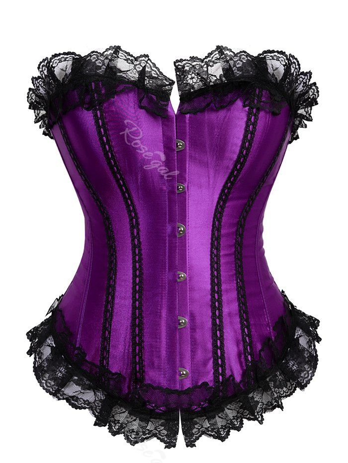 

Plus Size Lace Trim Boned Waist Trainer Corset, Purple