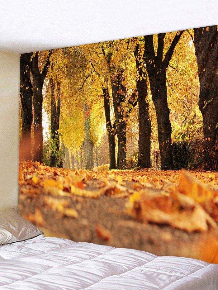 

Fallen Leaves Print Art Decoration Wall Tapestry, Golden brown