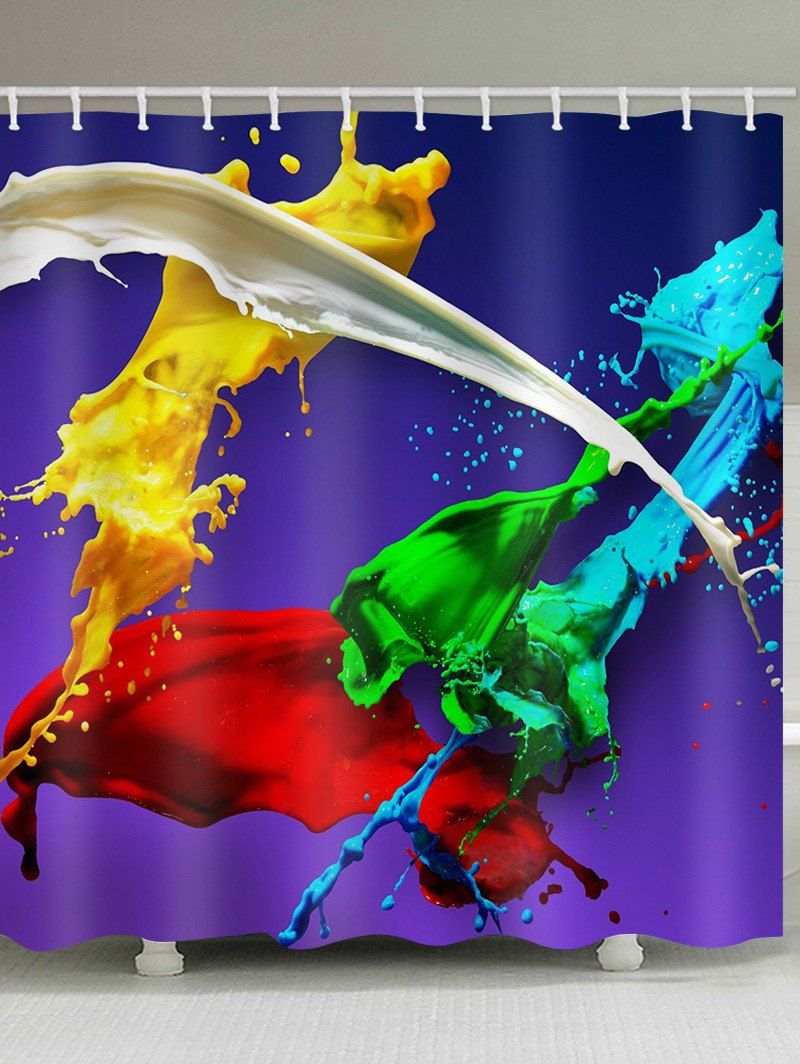 

Colorful Paint Splatter Print Waterproof Bathroom Shower Curtain, Multi