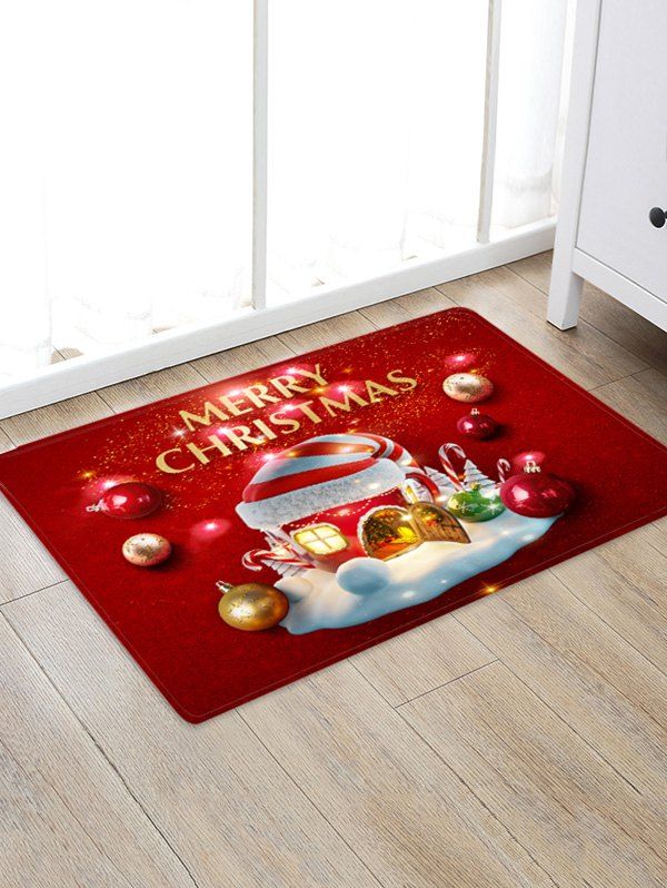

Christmas House Letter Print Floor Rug, Red