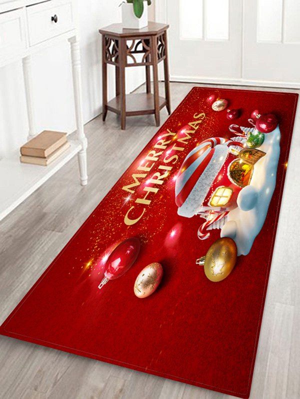 

Christmas House Letter Print Floor Rug, Red