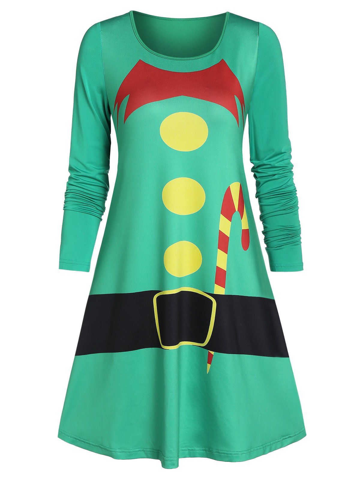 

Christmas Printed Mini Swing Dress, Green