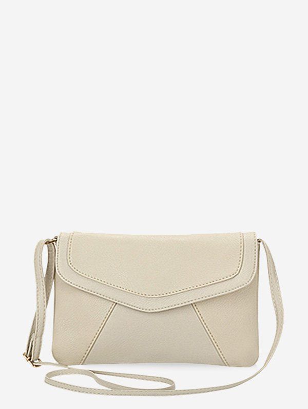 

Brief Style Solid Color Crossbody Bag, Warm white