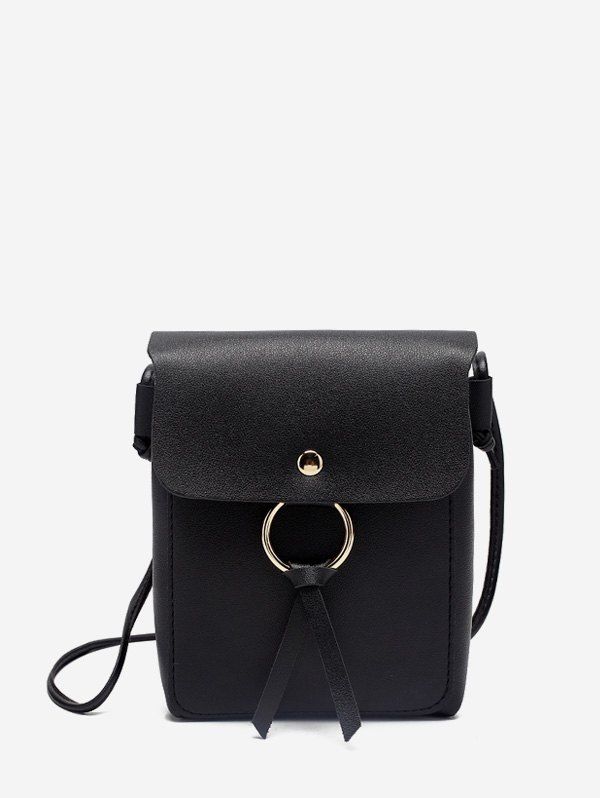 

O-ring Mini PU Leather Crossbody Bag, Black