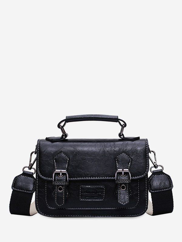 

Retro PU Square Shoulder Bag, Black