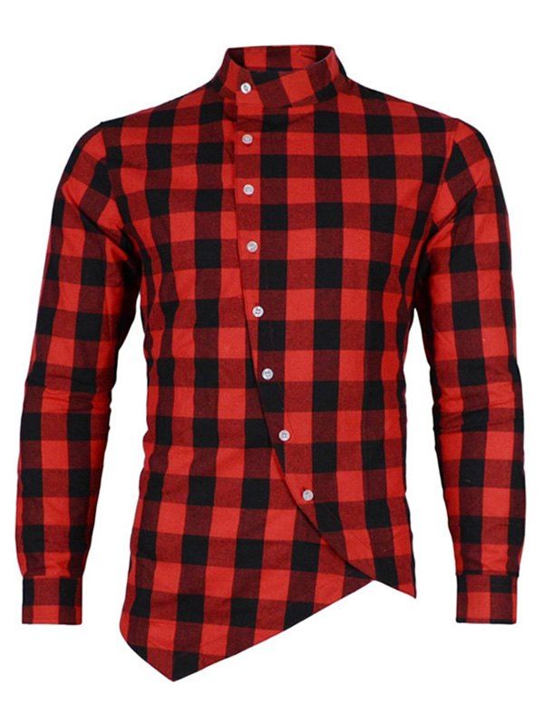 

Plaid Pattern Long-sleeved Casual Shirt, Red