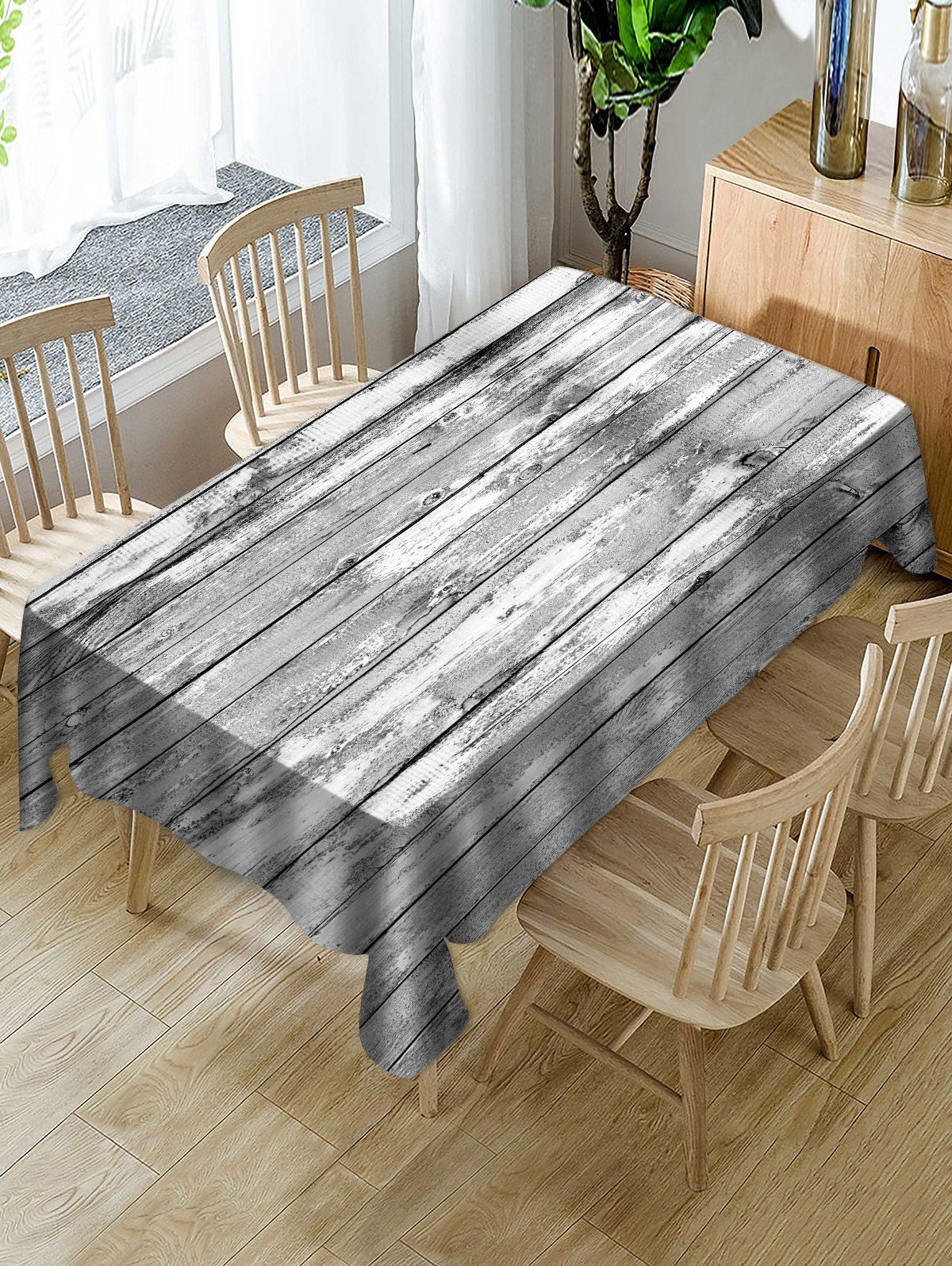 

Wooden Pattern Fabric Waterproof Table Cloth, Multi