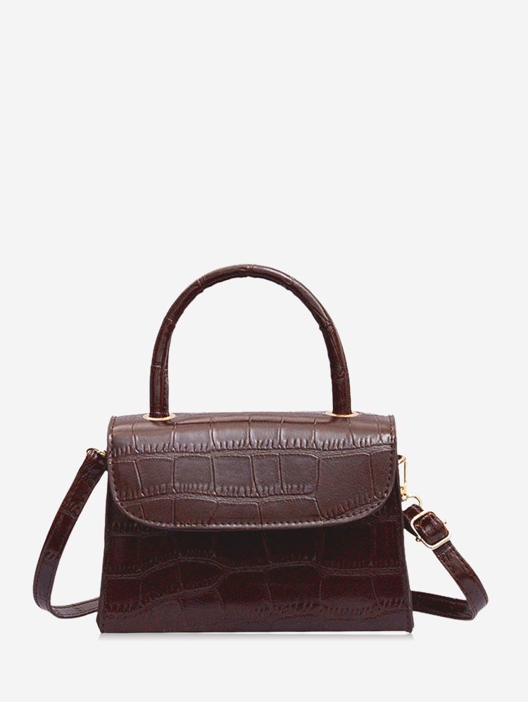 

Leather Square Simple Solid Coin Crossbody Bag, Deep brown