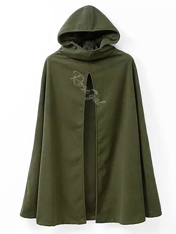 

Plus Size Hooded Wool Blend Cloak Coat, Hazel green