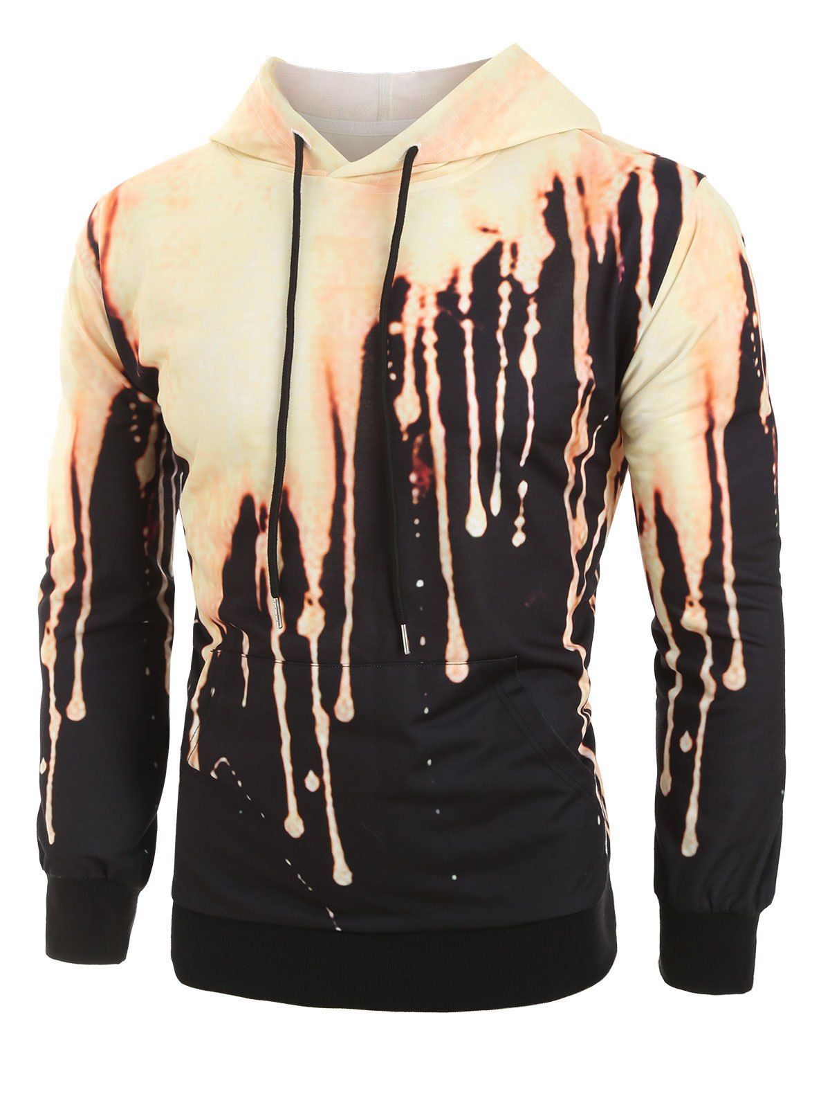 

Plus Size Paint Dripping Print Kangaroo Pocket Hoodie, Multi