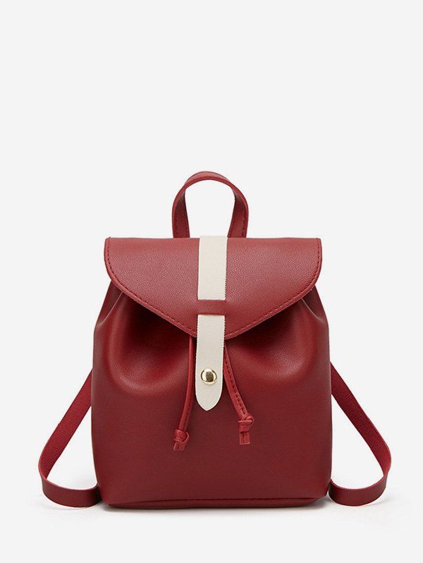 

Portable Leather String Mini Backpack, Red wine