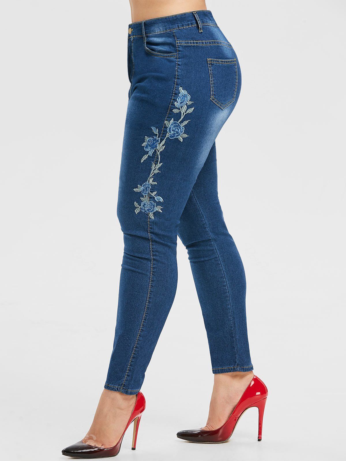 

Plus Size High Rise Skinny Embroidered Jeans, Blue
