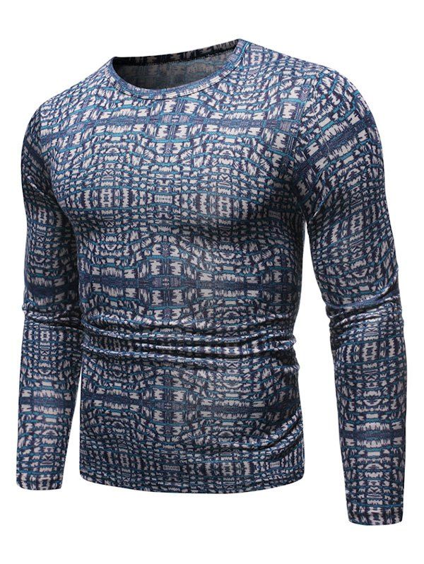 

Novelty Printed Casual Long Sleeves Sweater, Deep blue