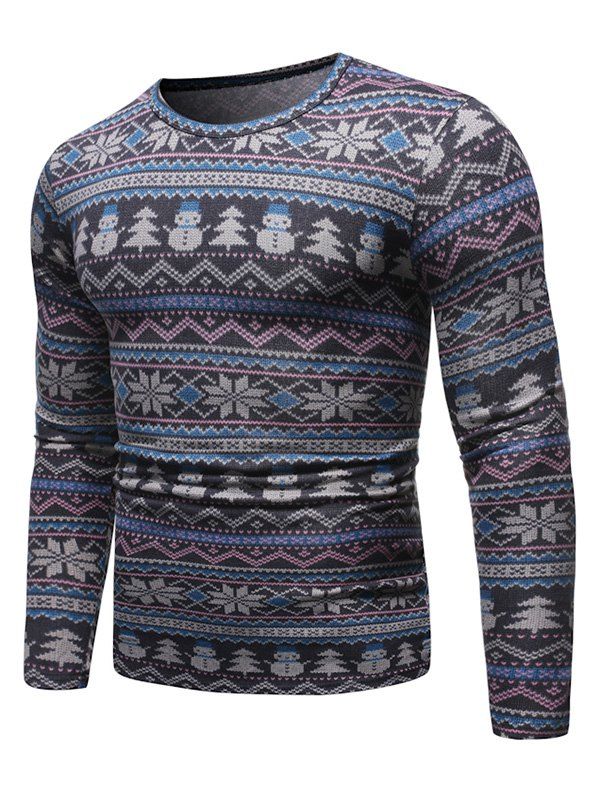 

Christmas Snowman Snowflake Pattern Sweater, Multi-a
