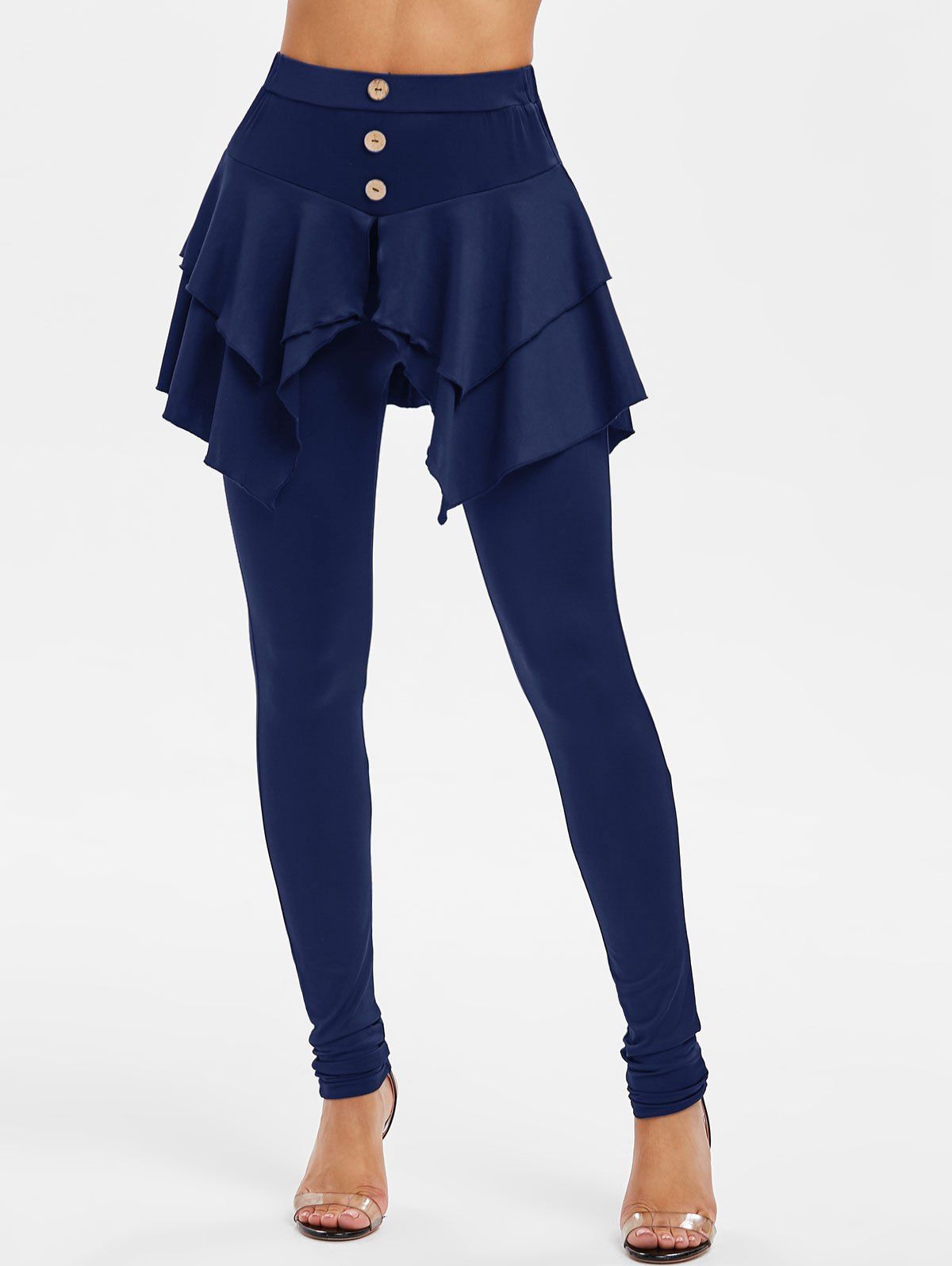 

Solid Elastic Waist Pencil Skirted Pants, Cadetblue