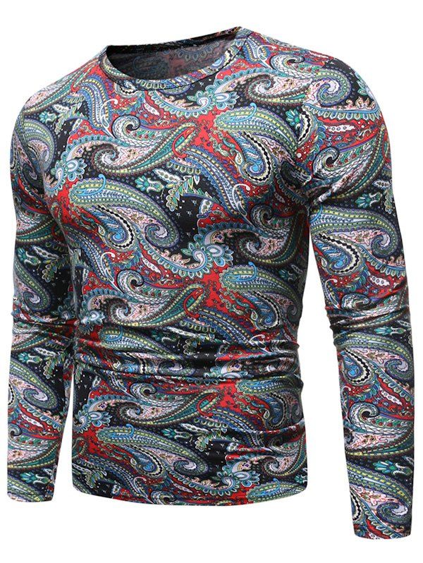 

Ethnic Paisley Pattern Long-sleeved Sweater, Multi