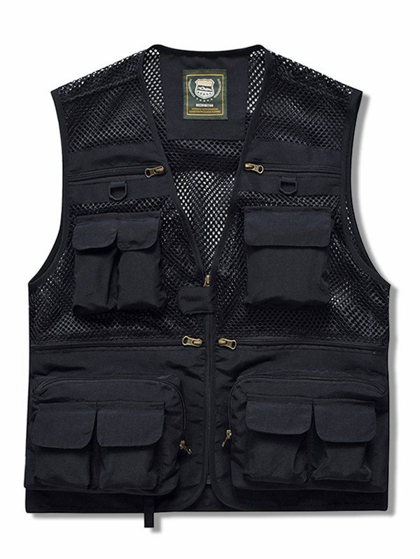 

Outdoor Multi Pockets Mesh Cargo Vest, Black