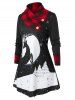 Plus Size Christmas Snowflake Elk Print Plaid Tunic Pullover Sweatshirt -  