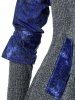 Plus Size Contrast Denim Raglan Sleeve Marled Knit Coat -  