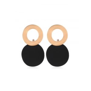 

Circle Geometric Alloy Stud Drop Earrings, Black